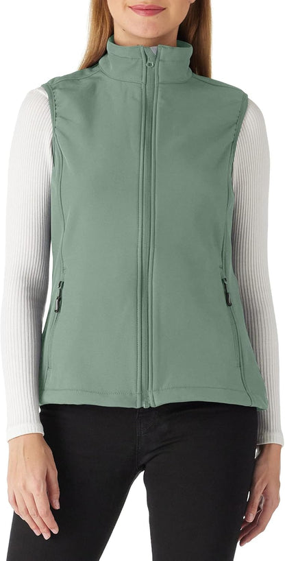 Women'S Lightweight Softshell Vest Windproof Fleece Lined Zip up Sleeveless Jacket for Running Hiking Golf