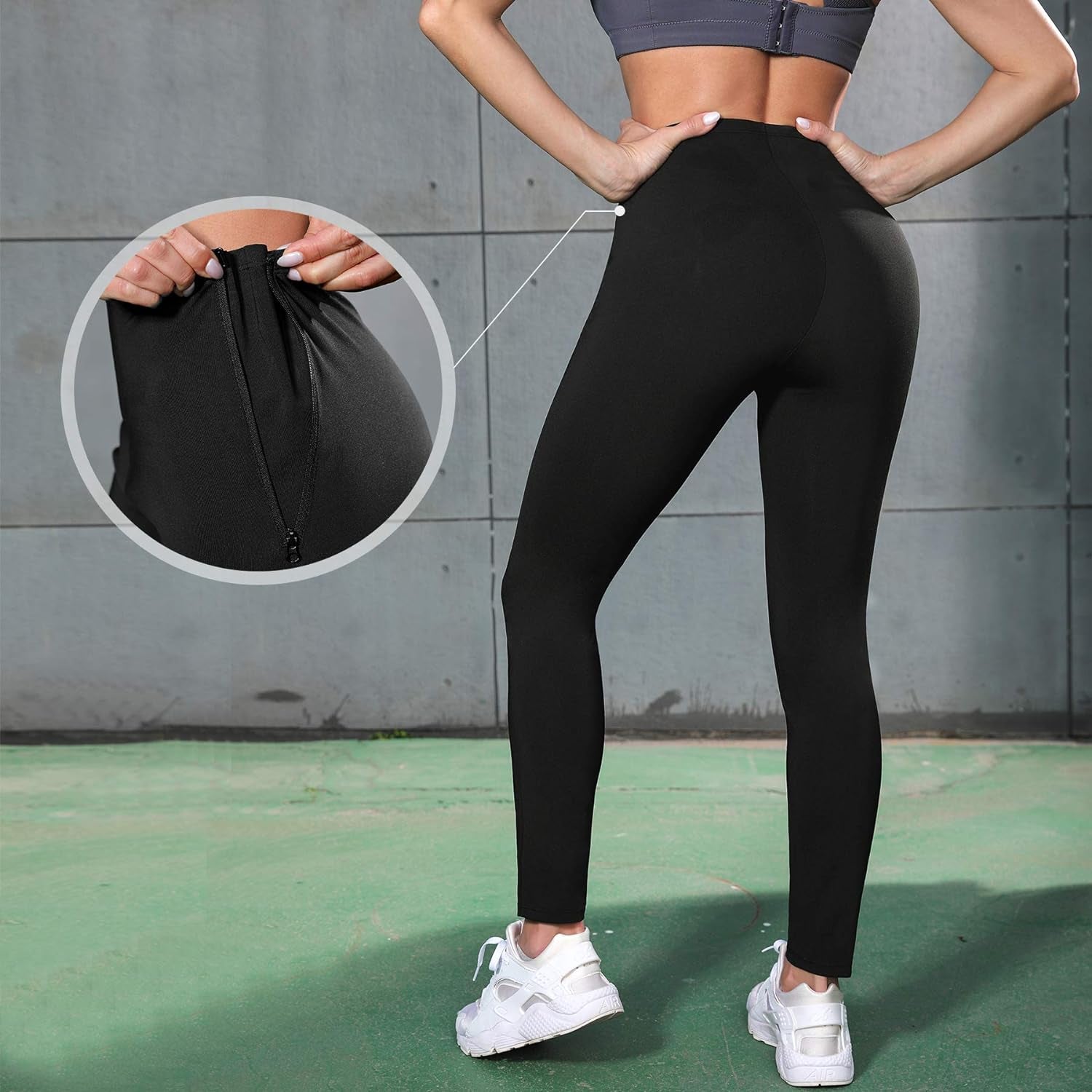 Sauna Leggings for Women Sweat Pants Compression High Waist Slimming Hot Thermo Workout Training Capri Body Shaper (Black, Medium)