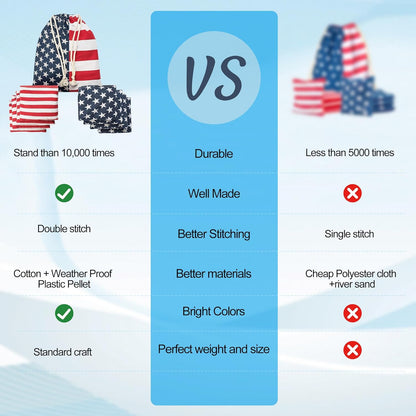 Regulation Cornhole Bean Bags: Professional American Flag Patriotic Outdoor Backyard Toss Game Set 8 Star and Stripes Family 25–44 Year Old