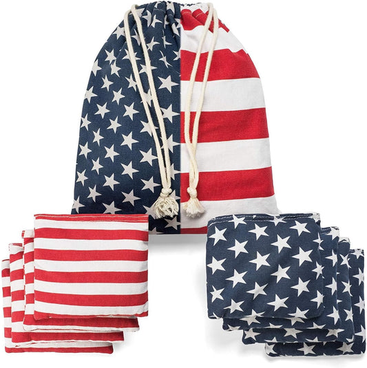 Regulation Cornhole Bean Bags: Professional American Flag Patriotic Outdoor Backyard Toss Game Set 8 Star and Stripes Family 25–44 Year Old