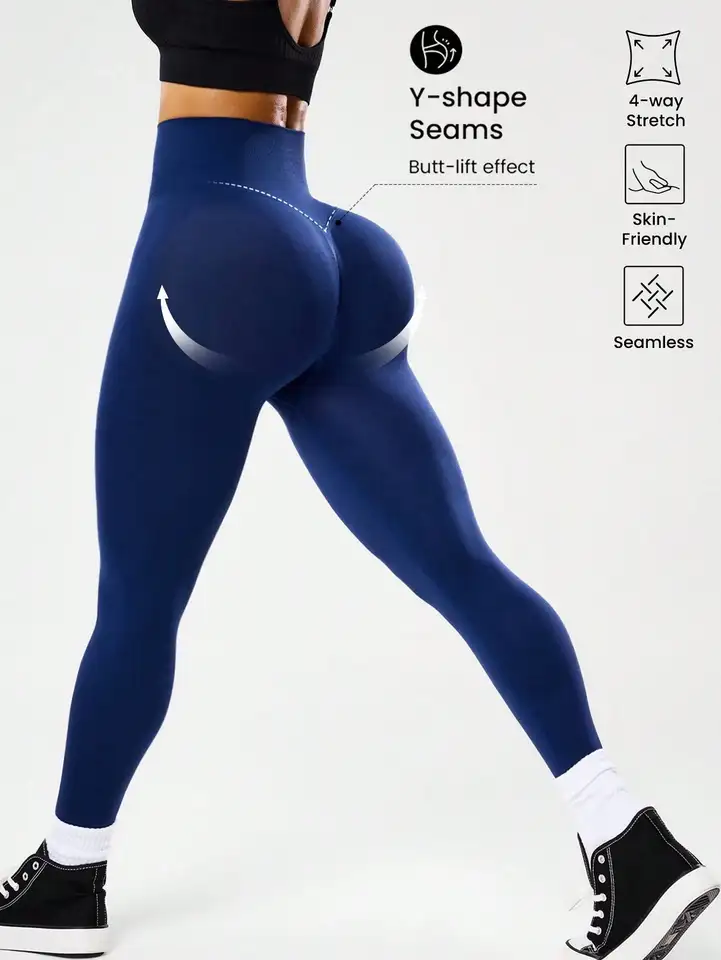 Bestselling Women's High-Waisted Tummy Control Peach Ass Running Fitness Leggings with V-Back, Breathable, Quick-Dry, and Lifted - Image 6