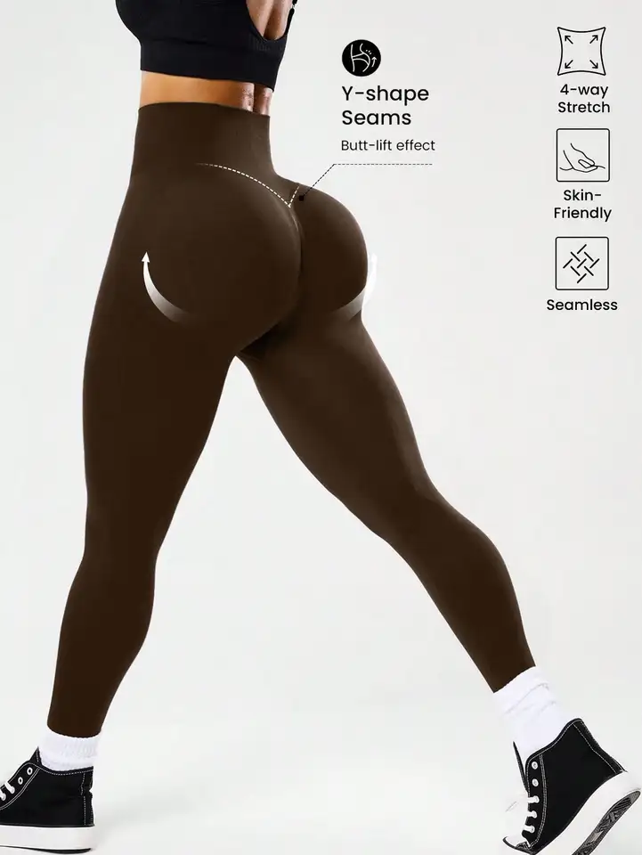 Bestselling Women's High-Waisted Tummy Control Peach Ass Running Fitness Leggings with V-Back, Breathable, Quick-Dry, and Lifted - Image 2