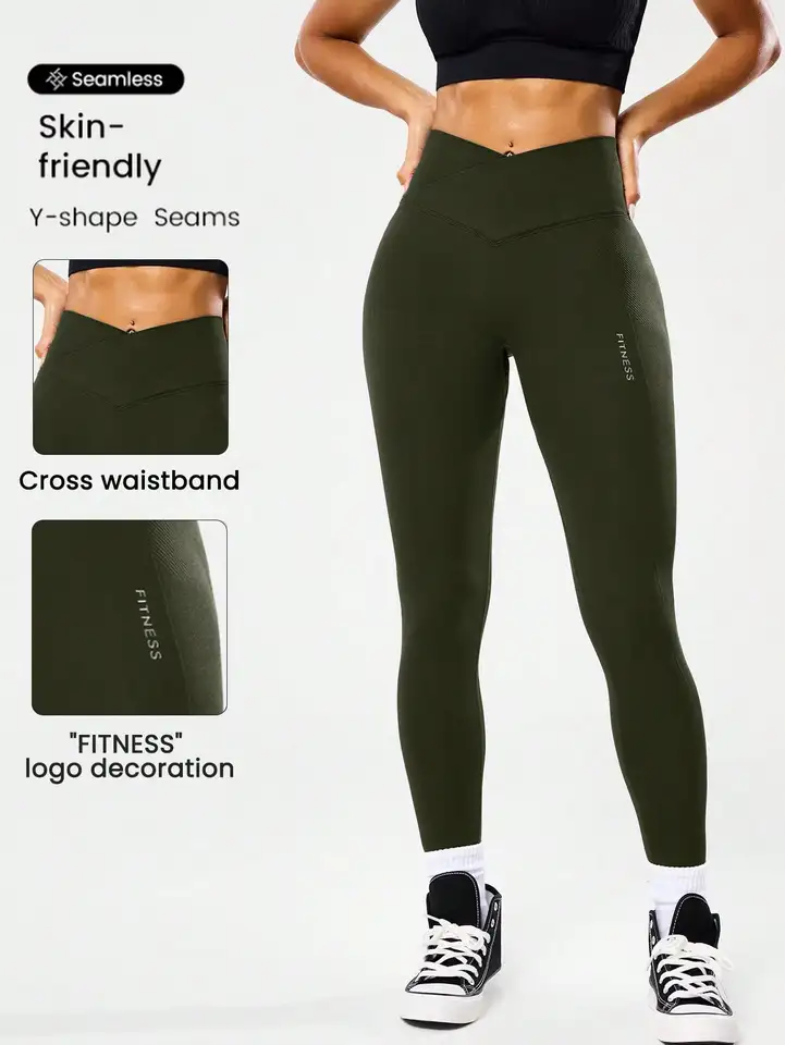 Bestselling Women's High-Waisted Tummy Control Peach Ass Running Fitness Leggings with V-Back, Breathable, Quick-Dry, and Lifted - Image 3