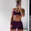 Summer Seamless Yoga Set for Women, Halter Neck Thin Strap Backless Sports Bra, High Waist Butt-Lifting Fitness Shorts