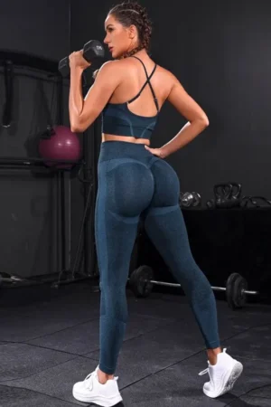 2 Pieces Women's Tracksuit Seamless Yoga Set Workout Sportswear Gym Clothing High Waist Leggings Fitness Sports Suits