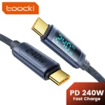 Toocki 240W Type C to Type C Cable PD3.1 Digital Display 100W Fast Charging USB C Cable for Macbook iPhone 16 15 Samsung Xiaomi