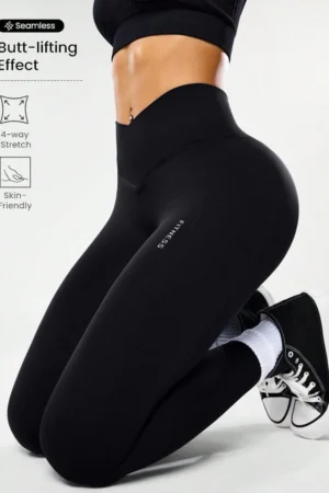 Bestselling Women's High-Waisted Tummy Control Peach Ass Running Fitness Leggings with V-Back, Breathable, Quick-Dry, and Lifted